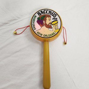 Mardi gras Bacchus Rattle Drum 1968 Louisiana Souvenir